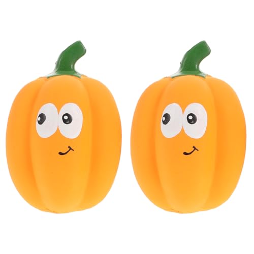 Balacoo 2 Pcs Squeaky Latex Pumpkin Dog Toys, Chew-Redirecting for Destructive Chewing, Teeth-Grinding Texture for Dental Health – for Small & Medium Dogs, Halloween & Fall Play