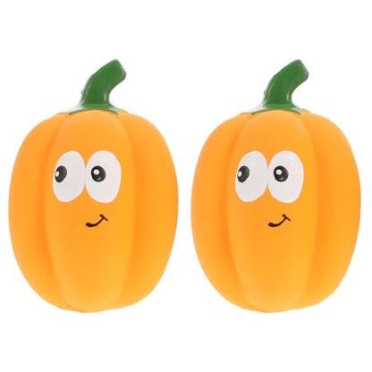 Balacoo 2 Pcs Squeaky Latex Pumpkin Dog Toys, Chew-Redirecting for Destructive Chewing, Teeth-Grinding Texture for Dental Health – for Small & Medium Dogs, Halloween & Fall Play