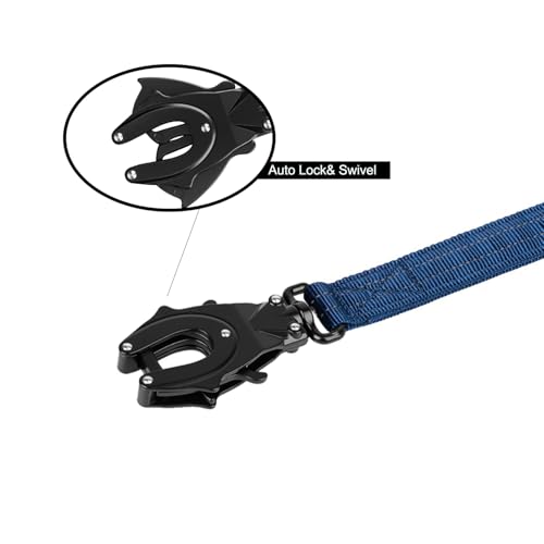 ICEFANG Tactical Dog Leash,K9 Training Walking Bungee Lead with 2 Control Handle,Heavy Duty Quick Release Metal Clasp,for Medium Large Breed (Reflective Blue, 6 FT) - color: Reflective Blue, size: 6 FT