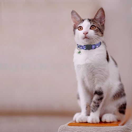 Christmas Cat Collar, Cotton 2 Pack Cat Collar with Bells, Breakaway Collars for Girl Boy Kittens, Santa - color: Santa