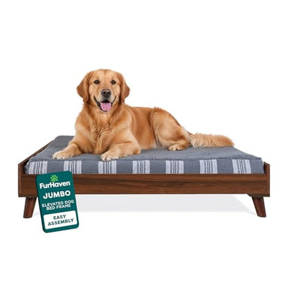Furhaven (Old Version) Elevated Dog Bed Frame for 44" x 35" XL Dog Beds, Easy Assembly - Mid-Century Modern Bed Frame - Walnut, Jumbo/XL - color: Veneer Walnut, size: 44" x 35"