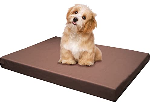 Dogbed4less Memory Foam Platform Dog Bed, Crate Mattress for Orthopedic Joint Relief with Waterproof Removable Cover Small 24X16X3 Brown - color: Brown, size: 24x16x3 Inches