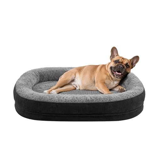 JOEJOY Orthopedic Dog Bed for Medium Dogs, Egg-Crate Memory Foam Pet Bed with Bolster Sides, Waterproof Lining, Removable Washable Cover & Non-Slip Bottom, Black - color: Black, size: M(28"x 23"x 6")