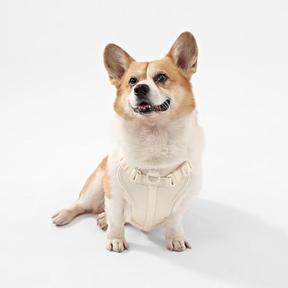 HNS1002L Arlo Medium Adjustable Soft Padded No Pull Pet Harness with 3 Buckles and 3 Leash Clips, Bailey - color: Almond, size: Medium (Chest: 18 - 28")