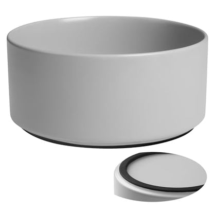 Ceramic Dog Bowls, Non Slip Dog Food and Water Bowl with Silicone Base, Heavy Duty Feeding Bowl for Small and Medium Dogs (Grey, 6 Inches) - color: Grey, size: 6 Inches