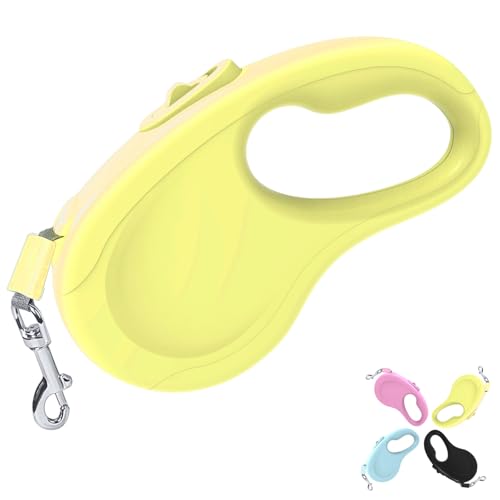Retractable Dog Leash, 16Ft/5M Light Weight Retractable Leash for Small Medium Dogs/Cats Up to 50lbs, Strong Nylon Tape 360° Tangle-Free One-Hand Brake (Yellow) - color: Yellow