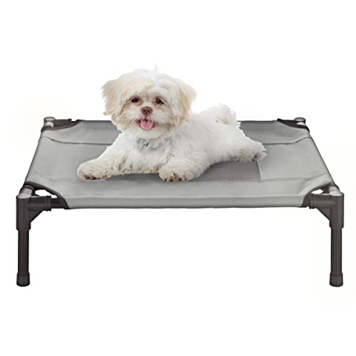 Elevated Dog Bed - 24.5x18.5-Inch Portable Pet Bed with Non-Slip Feet - Indoor/Outdoor Dog Cot or Puppy Bed for Pets up to 25lbs by PETMAKER (Gray) - color: Gray, size: Small