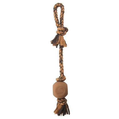 Carhartt Pet Training Tools, Rugged Dog Tool for Tug and Fetch, Rubber Ball Rope Pull (Carhartt Brown/Dark Brown) - style: Rubber Ball Dog Rope Pull