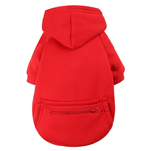 Jecikelon Pet Dog Cold Weather Coat with Pocket Winter Dog Hoodie Warm Puppy Clothes for Small Dogs Chihuahua Clothing (Small, Y02-Red) - color: Y02-Red, size: Small