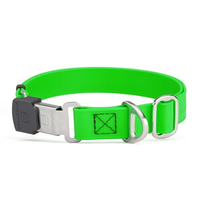 Biothane Waterproof Durable Dog Collar with Herm Sprenger - Quick Release ClicLock Buckle - Fits Medium and Large Dogs - Made in USA (Tropical Green, W 1" x L 15"-25") - color: Tropical Green, size: W 1" x L 15"-25"