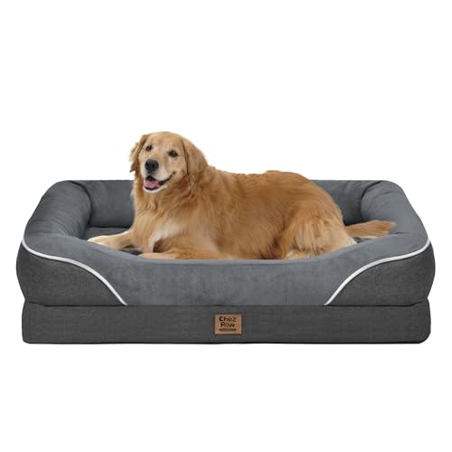 Washable Orthopedic Large Dog Bed - Removable Orthopedic Foam Dogs Beds with Bolsters Waterproof Large Dog Bed and Non-Slip Bottom Extra Large Dogs Beds Sofa - color: Dark Grey, size: XL-large (42"L x 30"W x 7.5"Th)
