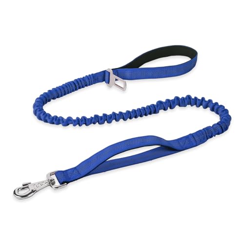 BUMBIN 6Ft Dog Leash - Large Dogs, Bungee Leash with 2 Handles, Heavy Duty, No Pull Shock Absorbing, Deep Blue - color: Deep Blue
