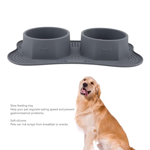 Jeanoko Silicone Double Pet Bowls Non Spill Mat Mess Free Feeding for Dogs Cats Large Small Multifunctional for Home Kitchen (Large) - size: Large
