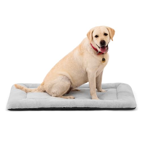 Washable Dog Bed for Crate, Ultra Soft Plush Dog Crate Pad for Medium to Large Dogs, Non Slip Cushion for Metal Crates, Indoor or Travel, 36 x 23 Inch, Gray - color: Grey, size: 36.0"L x 23.0"W x 1.5"Th