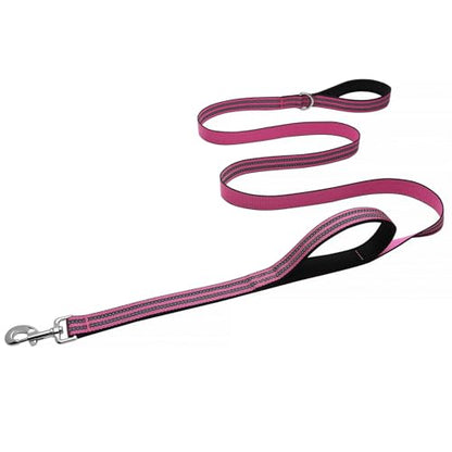 Hikiko Heavy Duty Dog Leash Strong Two Padded Soft Handles Dog Leash for Medium and Large Dogs (Pink,5FT) - color: Pink, size: 1 in x 5 ft