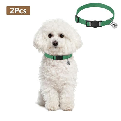 Sea Green Soft Cat Collar, 2 Pack Collar with Bell for Dog Puppy - color: Sea Green