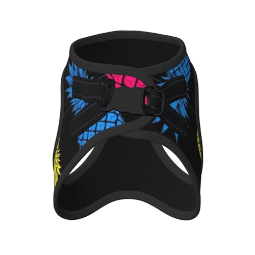 Breathable Reflective Dog Harness, Upside Down Pineapple Pink Yellow Blue, Double Strap No Choke Vest, Perfect for Hot Weather Walking with Medium Dogs - color: Style (524), size: Large