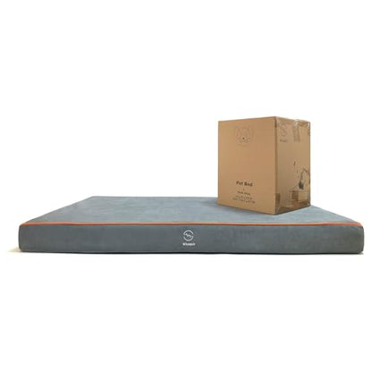 Hard-Wearing Orthopedic Dog Bed for Crate, 41x27 Inch, Made of Memory and HR Foam, Two-Sided Use, Providing Soft and Relatively Hard Support, with an Extra Inner Waterproof Protector (Gray) - size: L（41"L x 27"W x 3.5"Th）