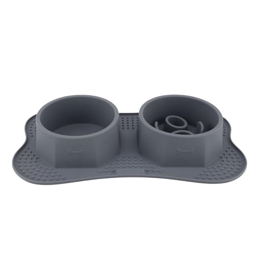 Jeanoko Silicone Double Pet Bowls Non Spill Mat Mess Free Feeding for Dogs Cats Large Small Multifunctional for Home Kitchen (Small) - size: Small