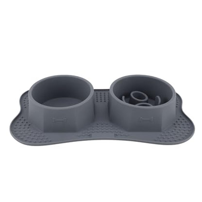 Jeanoko Silicone Double Pet Bowls Non Spill Mat Mess Free Feeding for Dogs Cats Large Small Multifunctional for Home Kitchen (Small) - size: Small