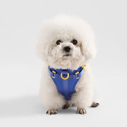 HNS1001C Arlo Small Adjustable Soft Padded No Pull Pet Harness with 3 Buckles and 3 Leash Clips, Curaçao - color: Dark Blue, size: Small (Chest: 14 - 22")