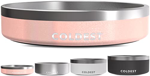 Coldest Dog Bowl - Anti Rust Metal, Non Slip, 3 Layers Insulated Stainless Steel Dog Bowls - Spill Proof & Heavy Duty - Water Bowl for Dogs, Cats & Pets, Dish Washer Safe (21 oz, Forever Pink Glitter) - color: Forever Pink Glitter, size: 21 oz