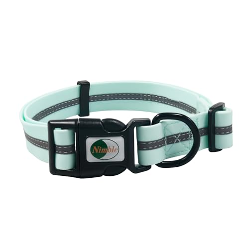 NIMBLE Dog Collar Waterproof Pet Collars Adjustable, Reflective, Durable Flex Poly Coated Nylon Basic Dog Collars 9 Colors in Size S/M/L (Light Blue, Small (9.45”-14.17”inches)) - color: Light blue, size: Small (9.45”-14.17”inches)