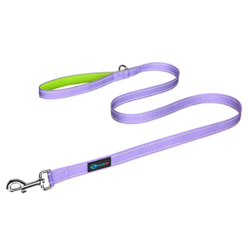 PHOEPET 5 Feet Dog Leash - Dual-Side Reflective - Soft Padded Handle - Fit for Walking, Training or Exploring Hiking, Camping (Baby Purple + Green Base) - color: Baby Purple + Green Base