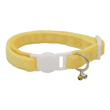 Breakaway Cat Collar with Bell, Lightweight Soft Cotton Collar, Adjustable Kitten Collars with Safety Buckle, Quick Release, Pet Supplies Accessories, Yellow - color: Yellow