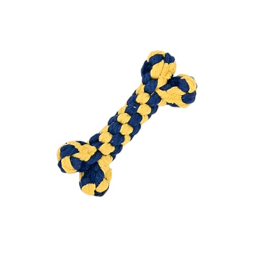 Dog Rope Toys Set with Bone-Shaped Chew Toy, Durable Cotton Rope Toys for Teething, Training, and Interactive Play for Small to Medium Dogs (Blue & Yellow)