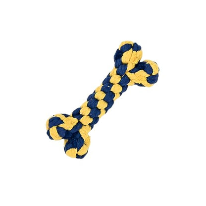 Dog Rope Toys Set with Bone-Shaped Chew Toy, Durable Cotton Rope Toys for Teething, Training, and Interactive Play for Small to Medium Dogs (Blue & Yellow)