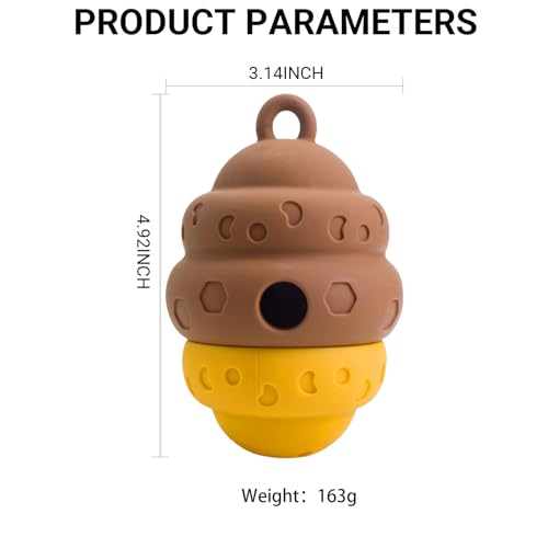 Dog Puzzle Toy Dispenser - Interactive Dog Toys for Large & Medium Breeds - Mental Stimulation Ball with Detachable Lid - Food-Grade Silicone Toy for Stress Reduction - color: yellow