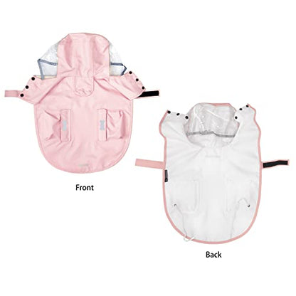 Dog Raincoat,Waterproof Rain Poncho with Hoodie, High Reflective Adjustable Pet Rain Jacket with Leash Hole for Small Medium and Large Dogs (Pink, X-Large) - color: Pink, size: X-Large: 37-55lbs
