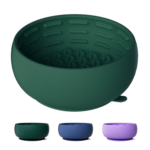 Deep Green Slow Feeder Dog Bowl for Large Breed & Puppies - Prevents Bloat & Improves Digestion - Non-Slip Dog Puzzle Toy with Suction, Made of Food-Grade Silicone(Only for Small Dogs) - color: Deep Green
