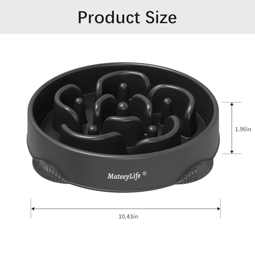 MateeyLife Large Slow Feeder Dog Bowls 2PCS, Anti-Choking Puzzle Dog Food Bowls, Anti-Slip Interactive Feeding Slow Down Eating, Bloat Stop Maze Dishes for Large Breeds 4 Cups Gray&Black - color: B-Gray&Black, size: Large