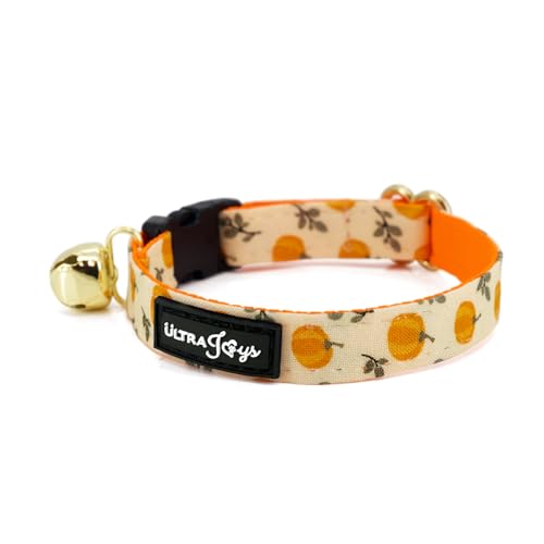 Ultra Joys Breakaway Cat Collar with Bells - Boy & Girl Kitten Collar - Pumpkin Small - color: Pumpkin-Collar Only, size: Small