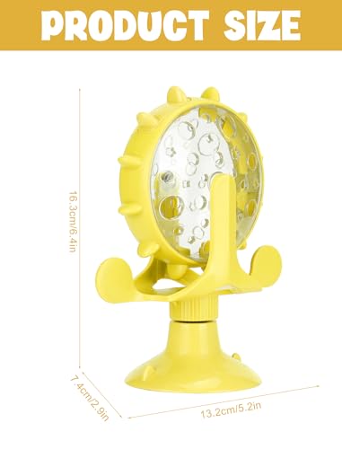 GLOGLOW Interactive Cat Puzzle Feeder, Windmill Treat Dispensing Cat Toy, Indoor Playtime, Suction Cup, Slow Feeding, for Cats, Kittens, and Puppies Training Rewards - color: yellow