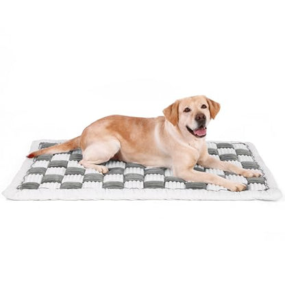 Dog Bed Mats Crate Pad for Small, Medium, Large Dogs, Washable Anti-Slip Pet Bed Mats, Cozy Warm Cat Beds Sleeping Pad (Bluegrey&White, 48.0" L x 30.0" W x 1.5" Th) - color: BlueGrey&White, size: 48.0"L x 30.0"W x 1.5"Th