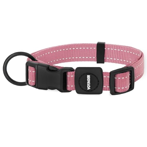 Best Pet Supplies Voyager Reflective Dog Leash or Collar with Neoprene Handle, for Small, Medium, and Large Breed Puppies, Cute and Heavy Duty for Walking, Running and Training - Pink, M - color: Collar (Pink), size: M (13" - 20.5")