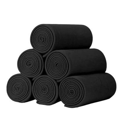 ZYFZCYBL Fleece Throw Blankets Lightweight Warm Soft Cozy Pet-Friendly Bulk Fleece Throw Blanket Solid for Home Bed, Sofa，Office,Gifts, Couch (Pack of 6-50 x 60 inch，Black) - color: Black