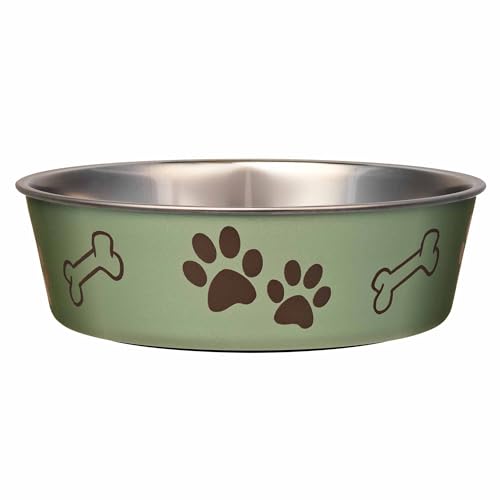 Loving Pets Bella Dog Bowls- Stainless Steel Dog & Cat Bowls - Spill Proof Dog Food Bowl, Cat Bowl, Puppy Essentials & Pet Supplies Great for Home & Travel (X-Large 65-100lbs, Artichoke) - color: Artichoke, size: X-Large (65-100lbs)