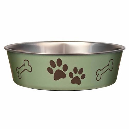 Loving Pets Bella Dog Bowls- Stainless Steel Dog & Cat Bowls - Spill Proof Dog Food Bowl, Cat Bowl, Puppy Essentials & Pet Supplies Great for Home & Travel (X-Large 65-100lbs, Artichoke) - color: Artichoke, size: X-Large (65-100lbs)
