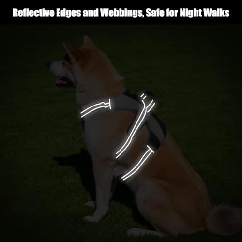 Escape Proof Dog Harness - No Pull Reflective Dogs Harness Vest with Lift Handle, Adjustable Soft Padded No Slip Pet Harness Training Easy Control for Medium Large Dogs - color: Black & Grey, size: Medium