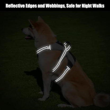 Escape Proof Dog Harness - No Pull Reflective Dogs Harness Vest with Lift Handle, Adjustable Soft Padded No Slip Pet Harness Training Easy Control for Medium Large Dogs - color: Black & Grey, size: Large
