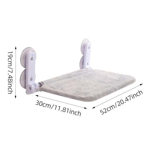 Cat Window Perch Cordless Foldable Cat Hammock Bed with 4 Strong Suction Cups, Solid Metal Frame and Soft Cover for Indoor Cats (Grey)