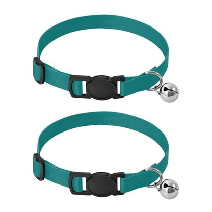 2 Pack Kitten Collar Teal Decorative Pet Collar with Bell, Adjustable 10.6 to 17.1 Inches - color: Teal