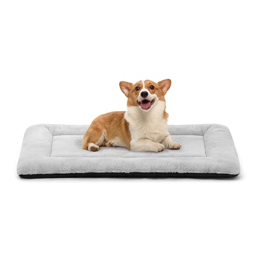 Dog Crate Pad 30 Inch, Washable Plush Crate Mat for Medium Dogs, Non Slip Kennel Pad for Metal Wire Crates, Cushioned Support for Indoor Use, Grey - color: Grey, size: 30.0"L x 20.0"W x 1.5"Th