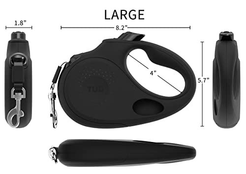 TUG Oval 360° Tangle-Free Retractable Dog Leash with Integrated Waste Bag Dispenser (Large, Black) - color: Black, size: Large