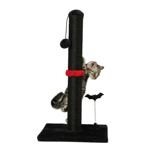MECOOL Cat Scratching Post Premium Sisal Scratch Posts with Hanging Ball Vertical Scratcher for Indoor Cats and Kittens,Black - color: Black, size: 22 inches for kitten