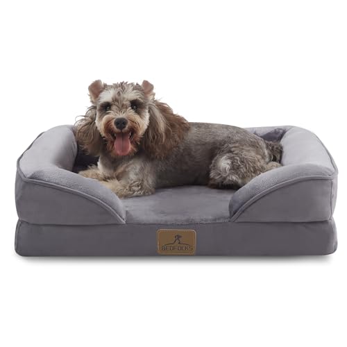 Bedfolks Orthopedic Dog Bed, Waterproof Dog Sofa Bed for Small Dogs & Cats, Egg Foam Pet Couch Bed with Removable Washable Cover and Nonslip Bottom, Dark Grey - color: Dark Grey, size: 24.0"L x 18.0"W x 6.0"Th